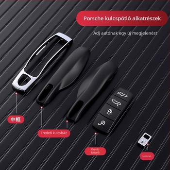 Porsche kulcstárca középső keret bőr gombokkal — kompatibilis Cayenne, Macan, Panamera, 911 modellekkel; Márka Shen; Anyag: más; Stílus: exkluzív