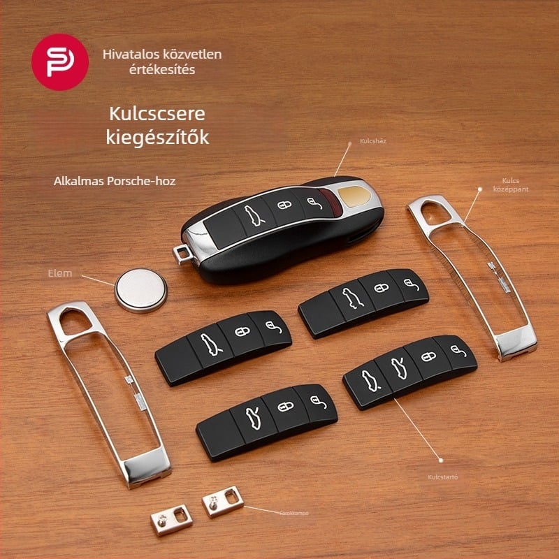 Porsche kulcstárca középső keret bőr gombokkal — kompatibilis Cayenne, Macan, Panamera, 911 modellekkel; Márka Shen; Anyag: más; Stílus: exkluzív