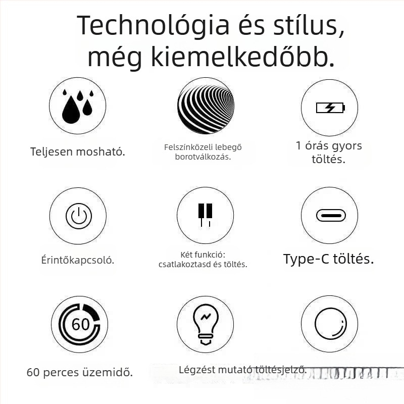 Feike 891 kézi borotva, forgó dupla vágófejjel, teljes testre mosható, ajándékcsomag