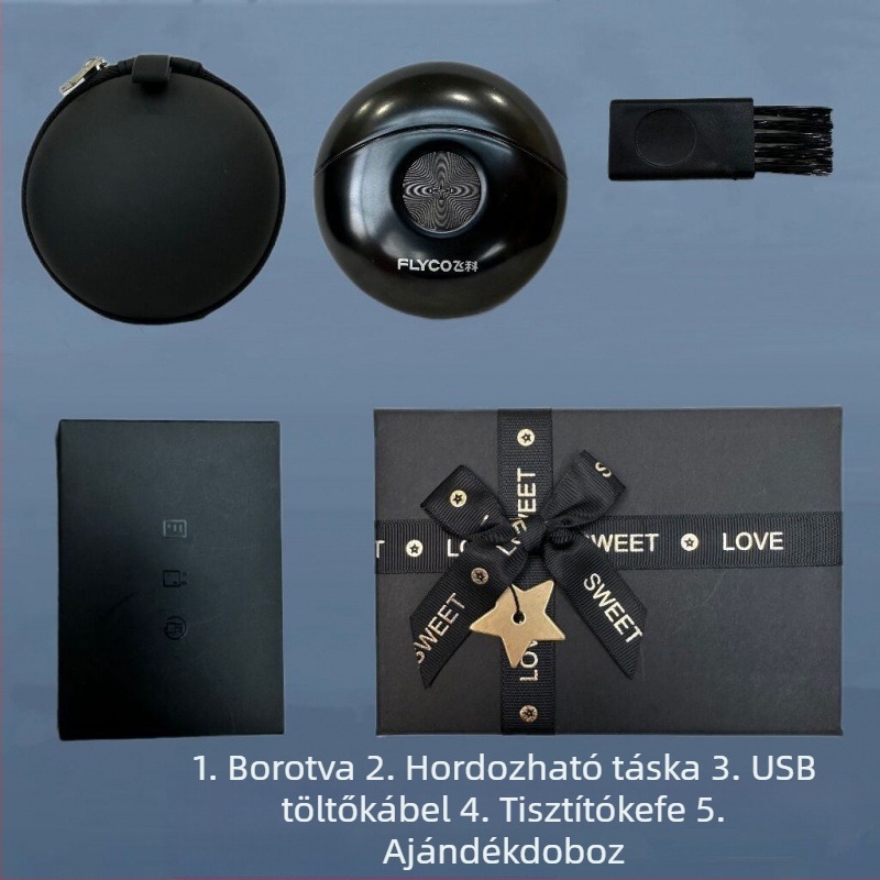 Feike 891 kézi borotva, forgó dupla vágófejjel, teljes testre mosható, ajándékcsomag