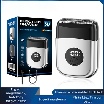 Kétfejű reciprocáló elektromos borotva, forgó borotválás, vízálló, nedves és száraz használatra, több mint 60 perc üzemidő, 1 órás töltés