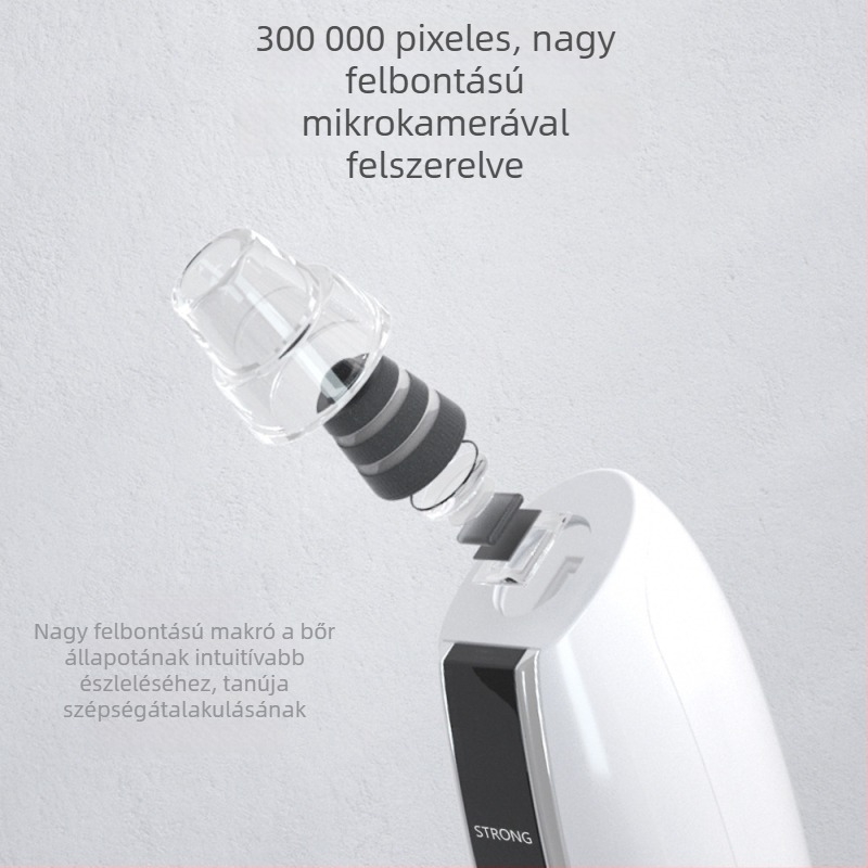 Otthoni használatra szánt, 3 fokozatú elektromos pórustisztító vákuummal, vizuális kijelzővel és Wi‑Fi‑vel a mitesszékhez