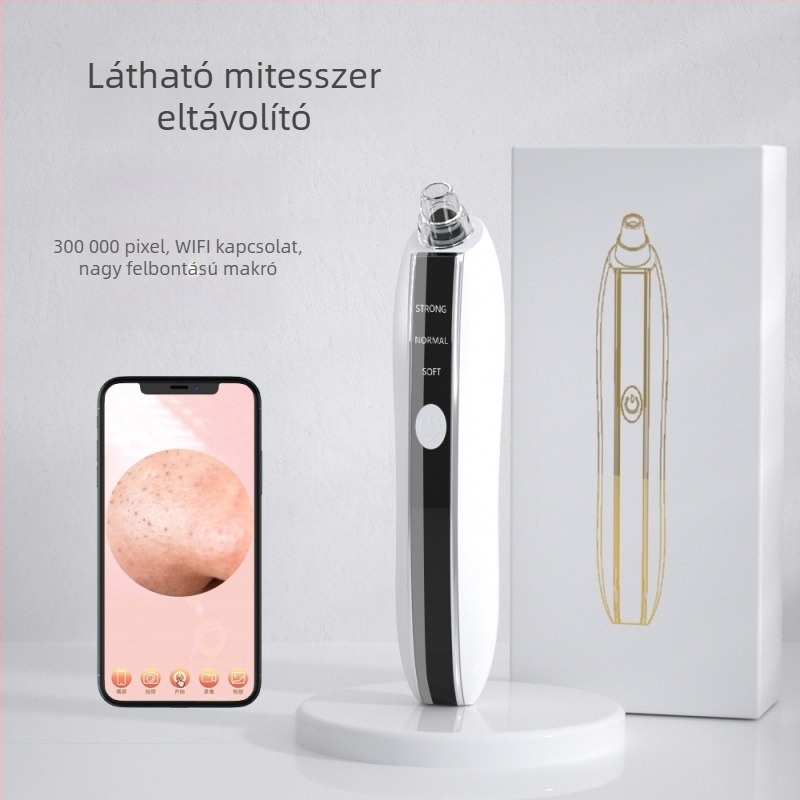 Otthoni használatra szánt, 3 fokozatú elektromos pórustisztító vákuummal, vizuális kijelzővel és Wi‑Fi‑vel a mitesszékhez