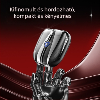 Utazási elektromos borotva, forgó kétélű fej, beépített akkumulátor, brushless motor, 6 órás üzemidő