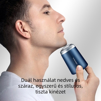 Jin Zheng elektromos borotváz férfiaknak – mini hordozható forgó fejű borotva 4+ fejjel, levehető és mosható vágófej, beépített akkumulátor, kefés motor, alacsony zajszint