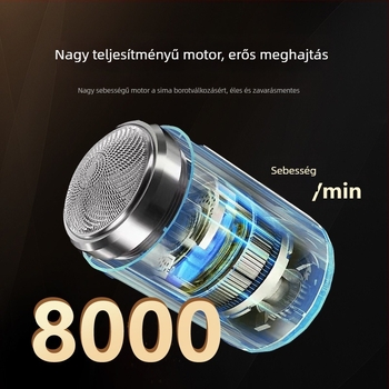 Jin Zheng elektromos borotváz férfiaknak – mini hordozható forgó fejű borotva 4+ fejjel, levehető és mosható vágófej, beépített akkumulátor, kefés motor, alacsony zajszint