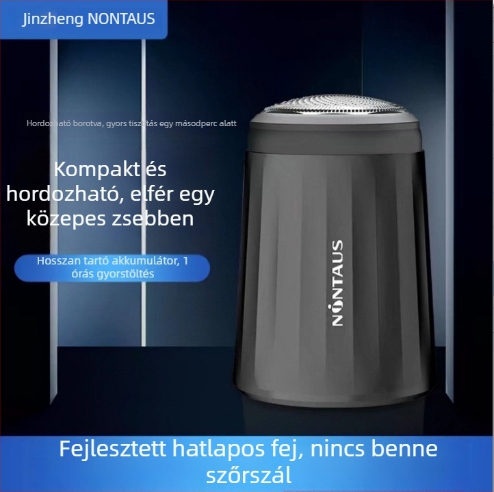 Jin Zheng elektromos borotváz férfiaknak – mini hordozható forgó fejű borotva 4+ fejjel, levehető és mosható vágófej, beépített akkumulátor, kefés motor, alacsony zajszint