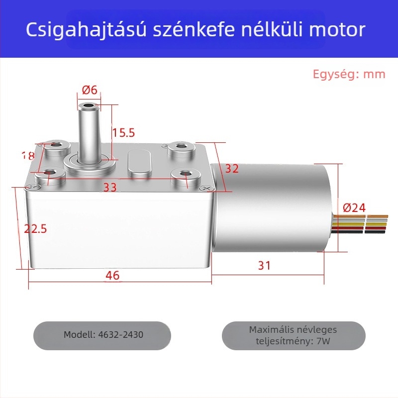 4632-2430 Brushless motor turbinal csavarmenetes hajtású, mikro DC redukciós motor, nagy nyomaték, önzáró motor, jel