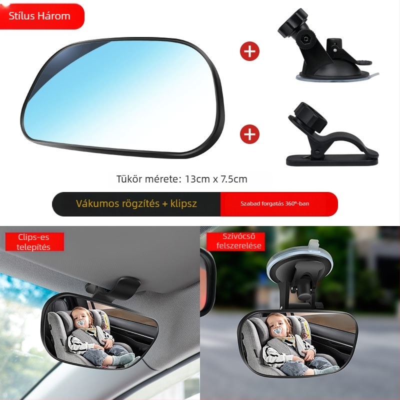 IELTS Qi Autó hátsó visszapillantó tükör vákuumos rögzítéssel – baba/gyermekülés megfigyeléséhez, törésálló