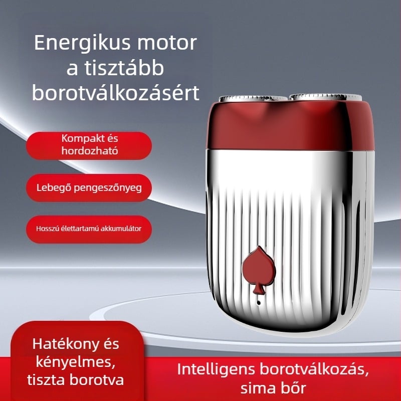 Elektromos borotva kettős fejű rotoros, nedves és száraz használat, lebegő fej, brushless motor, 60+ perc üzemidő