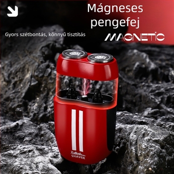 Dr. Xu elektromos borotva rozsdamentes acél pengével, forgó két pengés fej, leválasztható és mosható fej, beépített 300-500 mAh akkumulátor, újratölthető