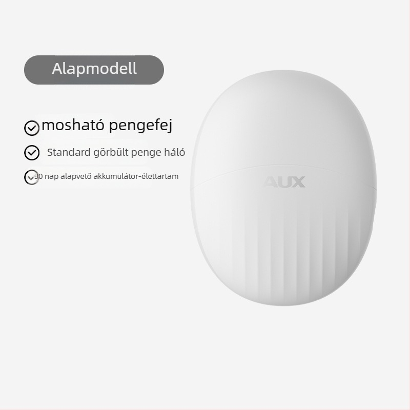 Aux Mini hordozható elektromos borotva férfiaknak, kompakt, forgófejű és két pengével