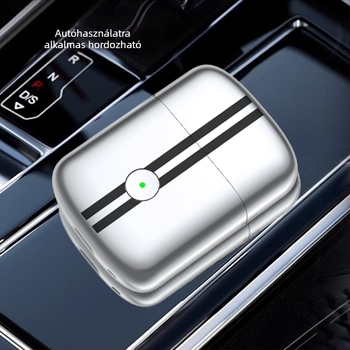 Cinkötvözet testű elektromos borotva, mosható és hordozható; 3‑fejes reciprocáló fej; beépített 300–500 mAh akkumulátor; üzemidő több mint 60 perc; 1 órás töltés