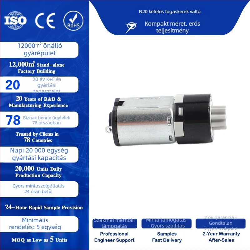 N20 bolygóreduktoros motor – kefés DC motor, Smart Lock kompatibilis, feszültség alatt 36V