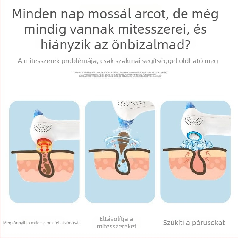 DYM póruseltávolító vákuumkészülék, elektromos forgás, kettős meleg/hideg mód, piros/kék fény, ABS ház, 5 sebesség