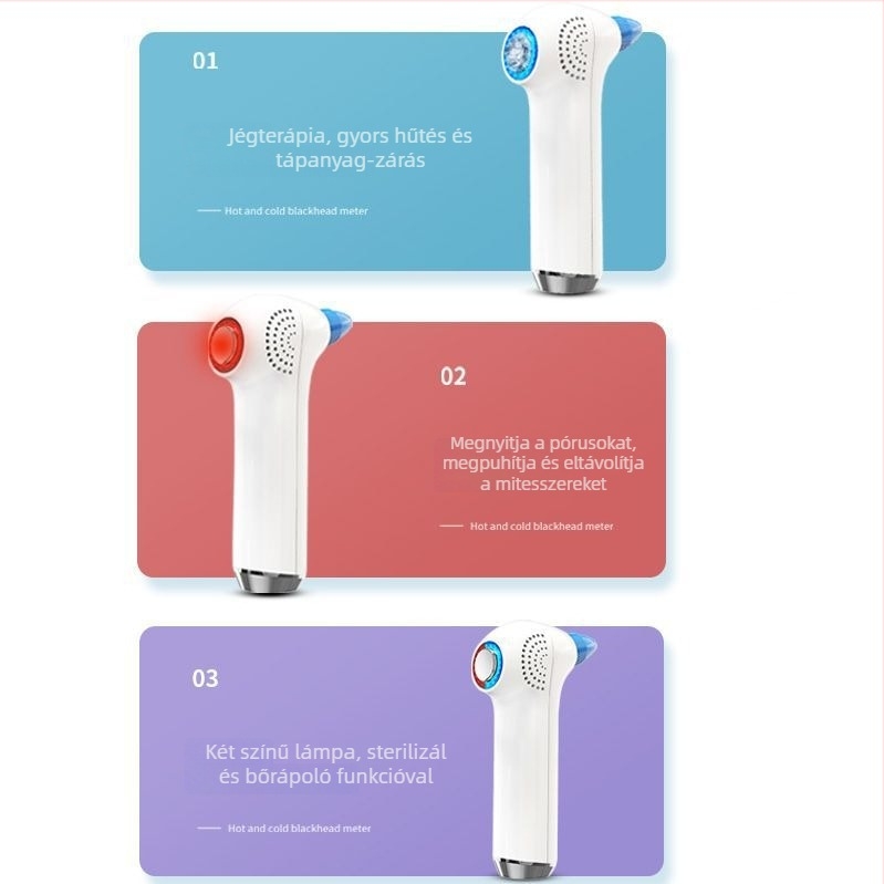 DYM póruseltávolító vákuumkészülék, elektromos forgás, kettős meleg/hideg mód, piros/kék fény, ABS ház, 5 sebesség