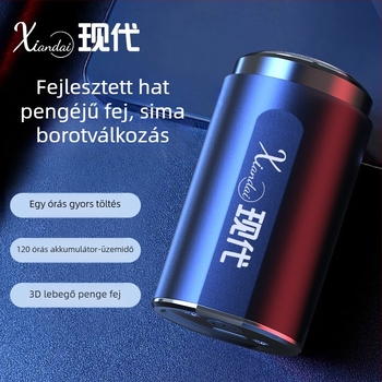 Elektromos borotva forgó többpengés fejével (4+ pengével), beépített akkumulátor, kefés motor, üzemidő 30–45 perc, zaj 36–45 dB