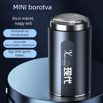 Elektromos borotva forgó többpengés fejével (4+ pengével), beépített akkumulátor, kefés motor, üzemidő 30–45 perc, zaj 36–45 dB