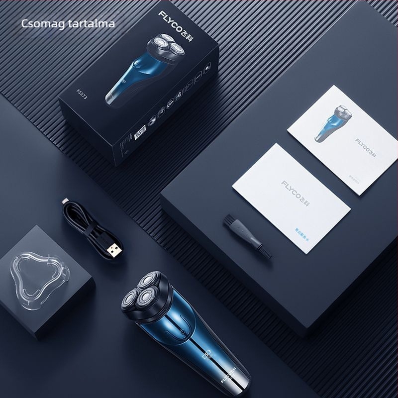 Flyco elektromos borotva, újratölthető, teljes testre vízálló, lebegő fej, forgó hárompengés fej, üzemidő körülbelül 45 perc