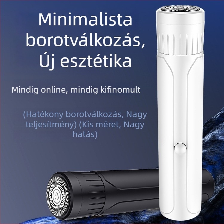 Férfi elektromos borotva – kompakt utazó mini, csendes, csípés elleni védelem, autóhoz, USB töltés