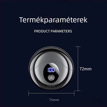 Elektromos borotva forgófejű, 2 pengével, úszó fej, nedves-száraz használat, USB-töltés (1 óra), üzemidő 45–60 perc