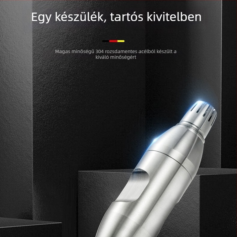 Elektromos orr-szőrzetvágó, leválasztható mosható fej, ABS tokozás, száraz elemről működik, kompakt és hordozható