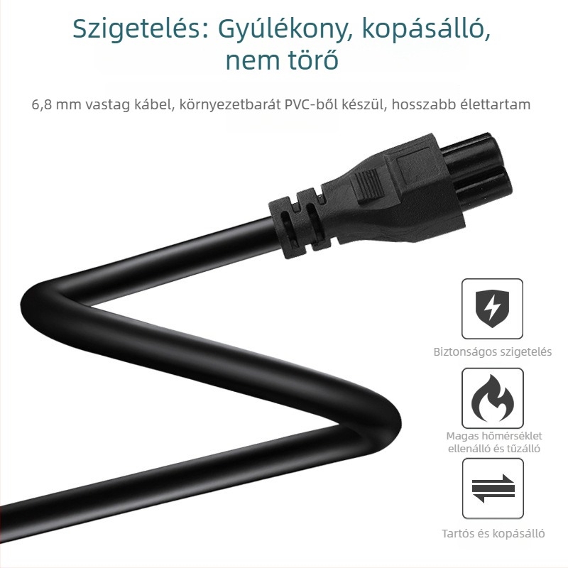 Laptop tápkábel, tiszta réz, CCC tanúsítvány, 3x0.75 mm², GB szabvány