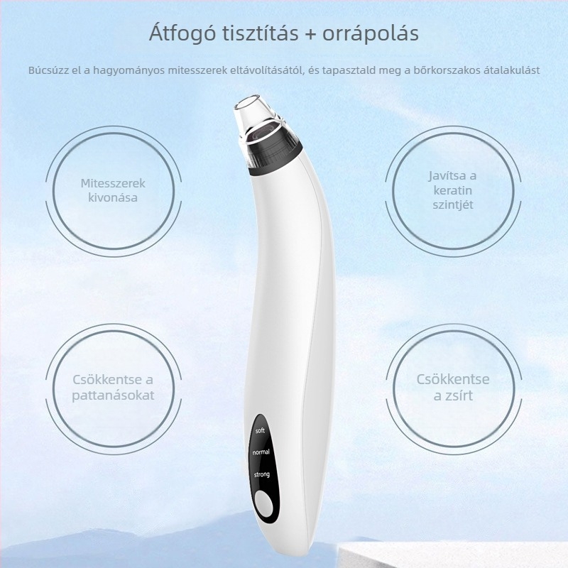 Fekete mitesszer eltávolító készülék, elektromos forgó üzemmóddal, modell SL0001, 3 sebesség, CE/FCC/ROHS tanúsítványok