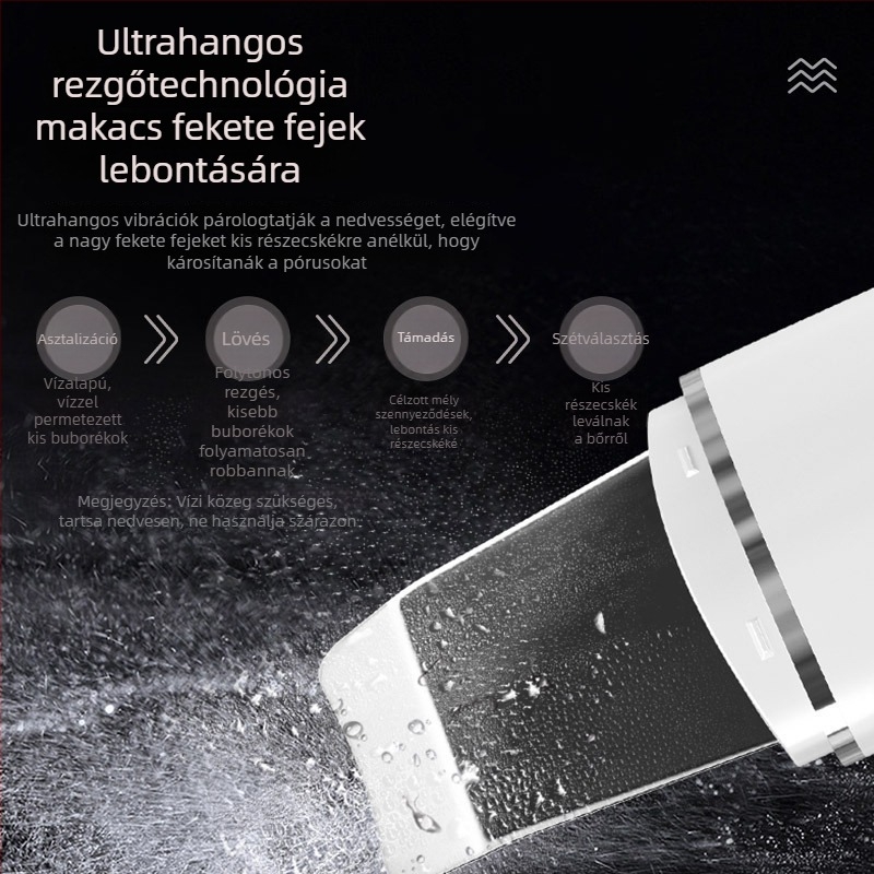 Ultrahangos peeling készülék feketefoltok eltávolítására és pórus tisztítására, modell C3, 4 sebesség, lifting és feszesítés, CE/FCC/ROHS