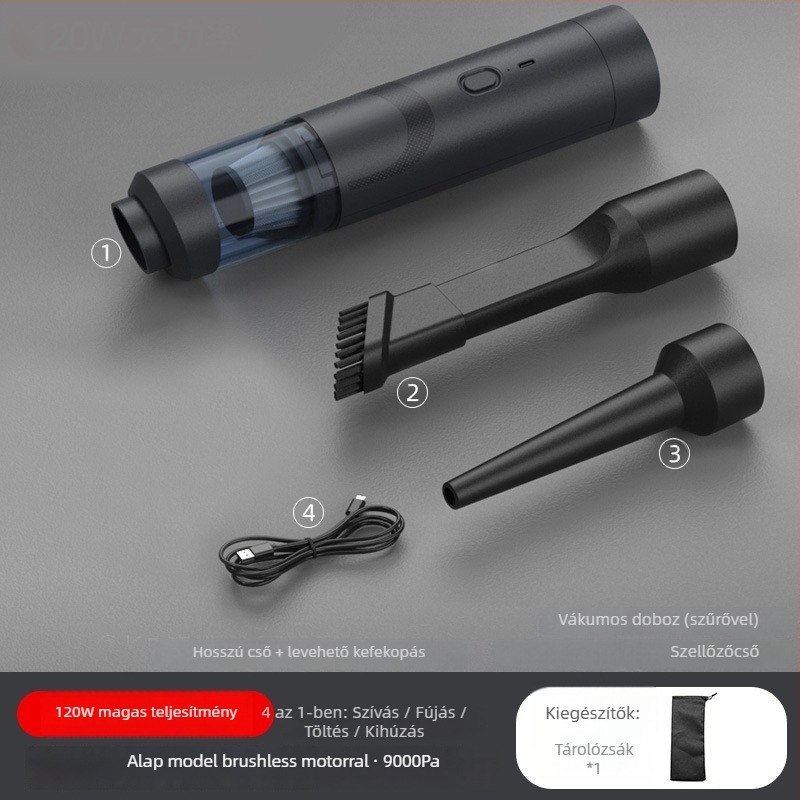 Hordozható autóvakuum tisztító erős szívóerővel 16000 Pa, 7,5 V, 80 W, újratölthető, vezeték nélküli