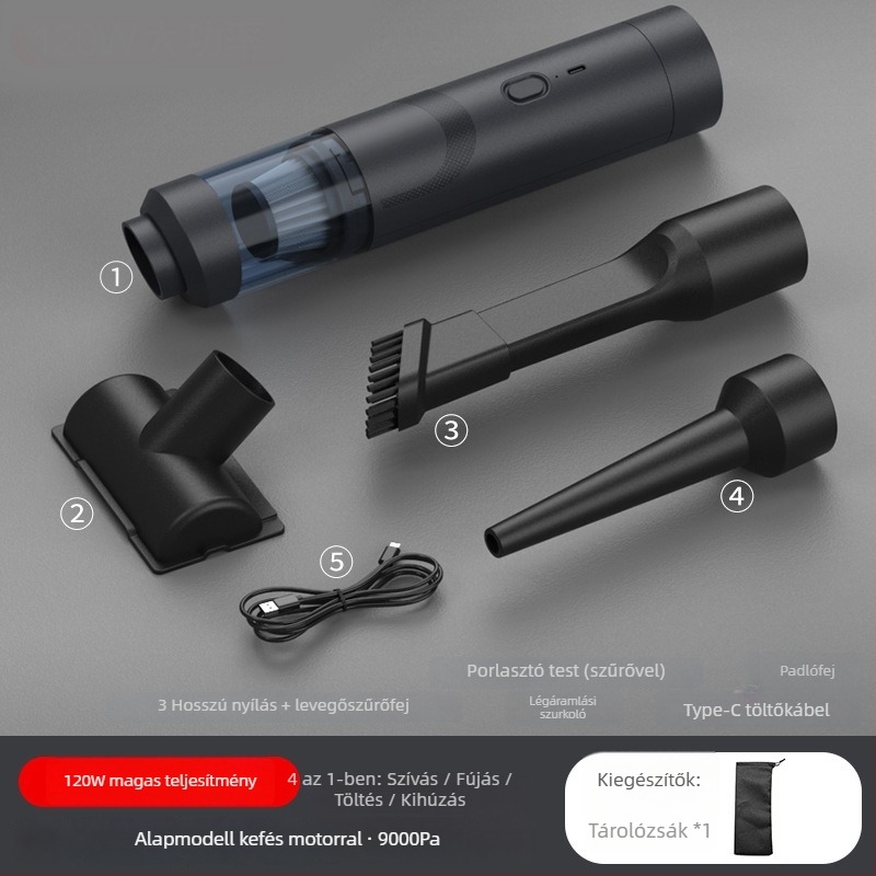 Hordozható autóvakuum tisztító erős szívóerővel 16000 Pa, 7,5 V, 80 W, újratölthető, vezeték nélküli