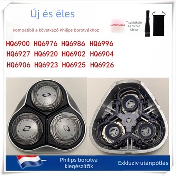 Philips borotvafejek készlet HQ6675HQ6695 HQ6900 HQ6990 HQ6948 kompatibilis — forgó 1 penge fej, lebegő fej, zaj kevesebb mint 36 dB