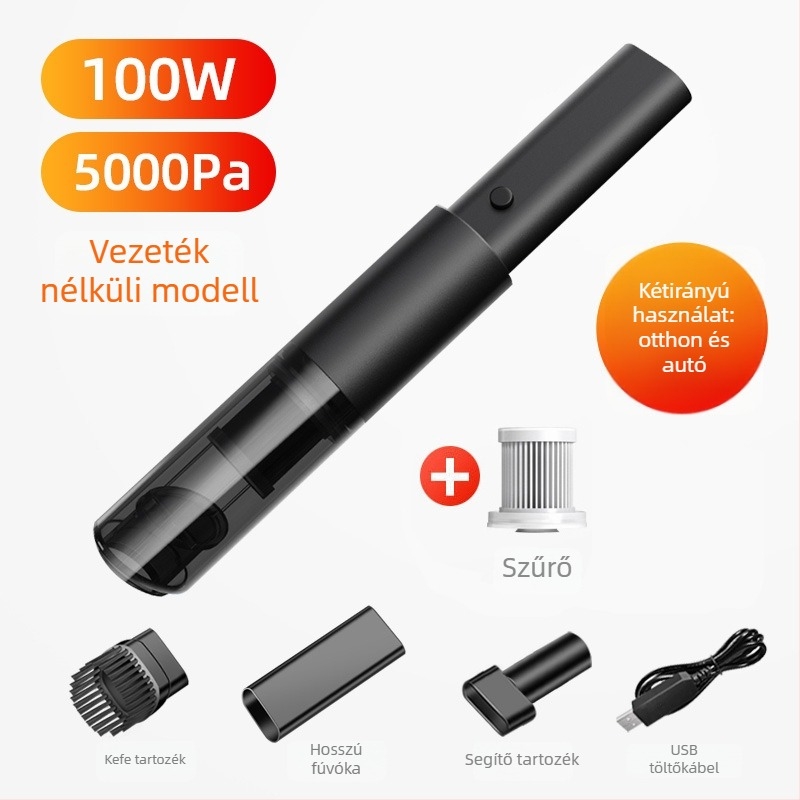 Miaokas hordozható autós porszívó — vezeték nélküli, 5500 Pa szívóerő, 12V, 100W