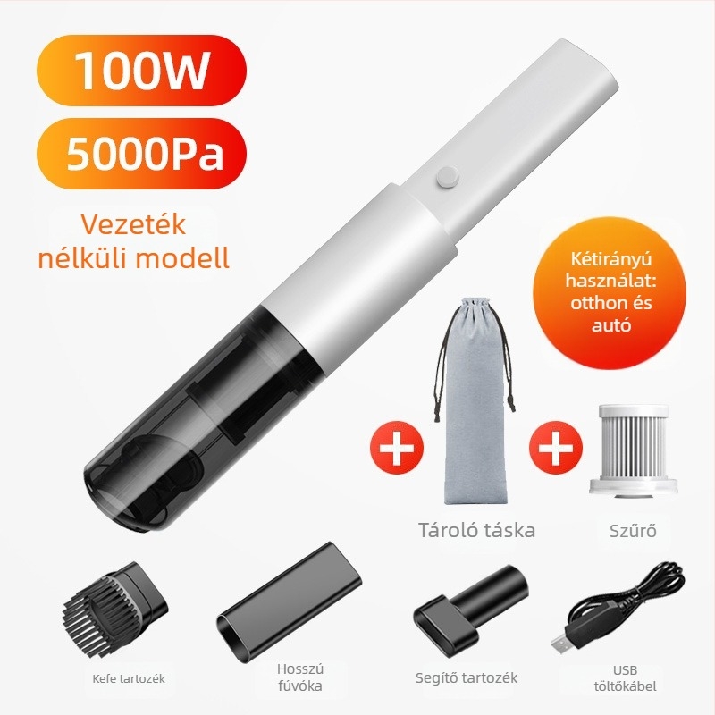 Miaokas hordozható autós porszívó — vezeték nélküli, 5500 Pa szívóerő, 12V, 100W