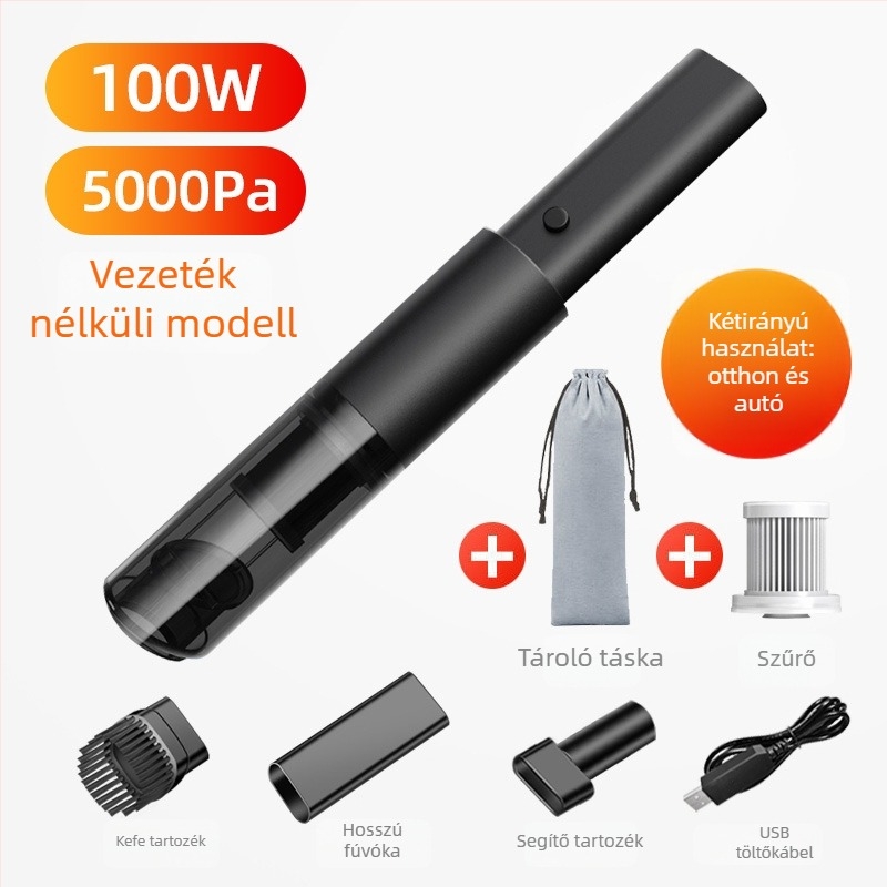 Miaokas hordozható autós porszívó — vezeték nélküli, 5500 Pa szívóerő, 12V, 100W