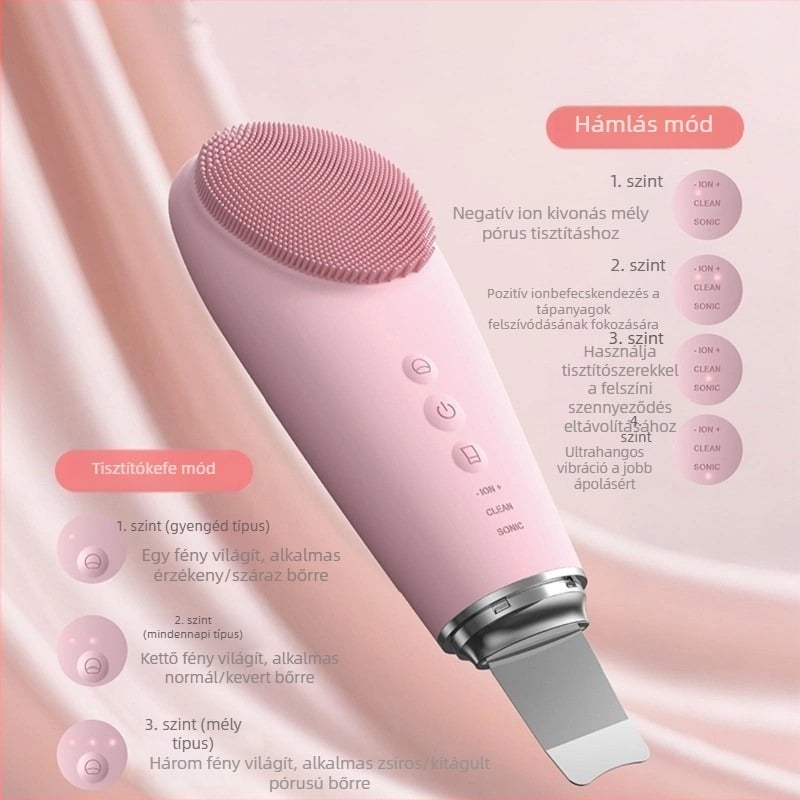 Munxu 2-in-1 Elektromos Arctisztító Szilikon Gél Arc-kefével a Pórusok Tisztításáért