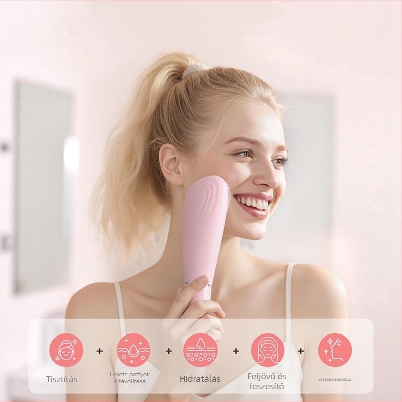 Munxu 2-in-1 Elektromos Arctisztító Szilikon Gél Arc-kefével a Pórusok Tisztításáért
