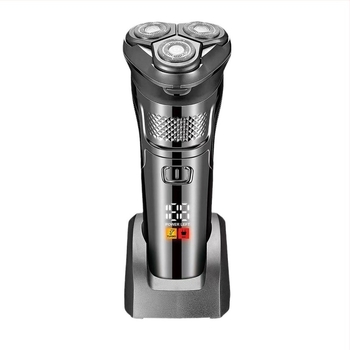 Férfiak számára elektromos borotva lebegő háromfejű forgó fejjel, teljes testre mosható, LED kijelző, beépített 500–800 mAh akkumulátor, hordozható
