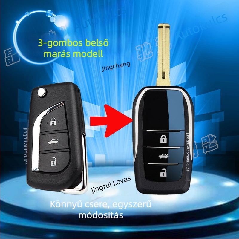 Összecsukható kulcsház Toyotahoz: Corolla, Camry, RAV4, Crown – modell ft002, Jingruichi márka, távirányító nélkül