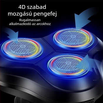 Elektronikus borotva forgó háromfejes rendszerrel, USB töltés, teljes testre vízálló, brushless motor, üzemidő több mint 60 perc