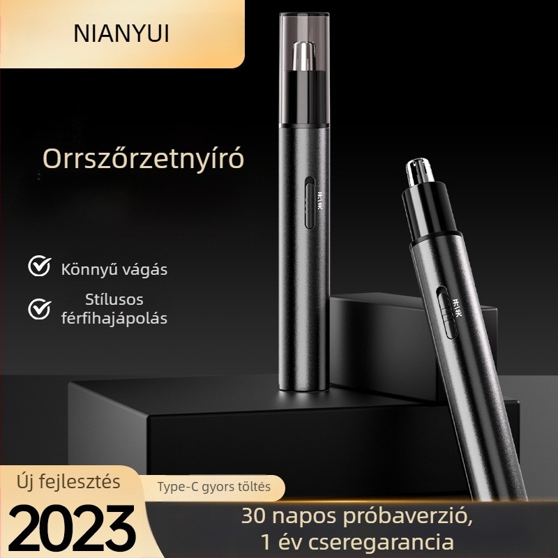 Orrszőrnyíró, mini ápoló eszköz, mosható vágófej, beépített akkumulátor, töltésre kész üzemidő >50 nap
