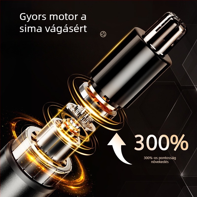 Orrszőrnyíró, mini ápoló eszköz, mosható vágófej, beépített akkumulátor, töltésre kész üzemidő >50 nap