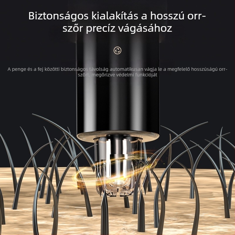 Orrszőrnyíró, mini ápoló eszköz, mosható vágófej, beépített akkumulátor, töltésre kész üzemidő >50 nap