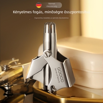 Kézi orr-szőr vágó rozsdamentes acélból, férfiaknak, mosható ápoló készlet