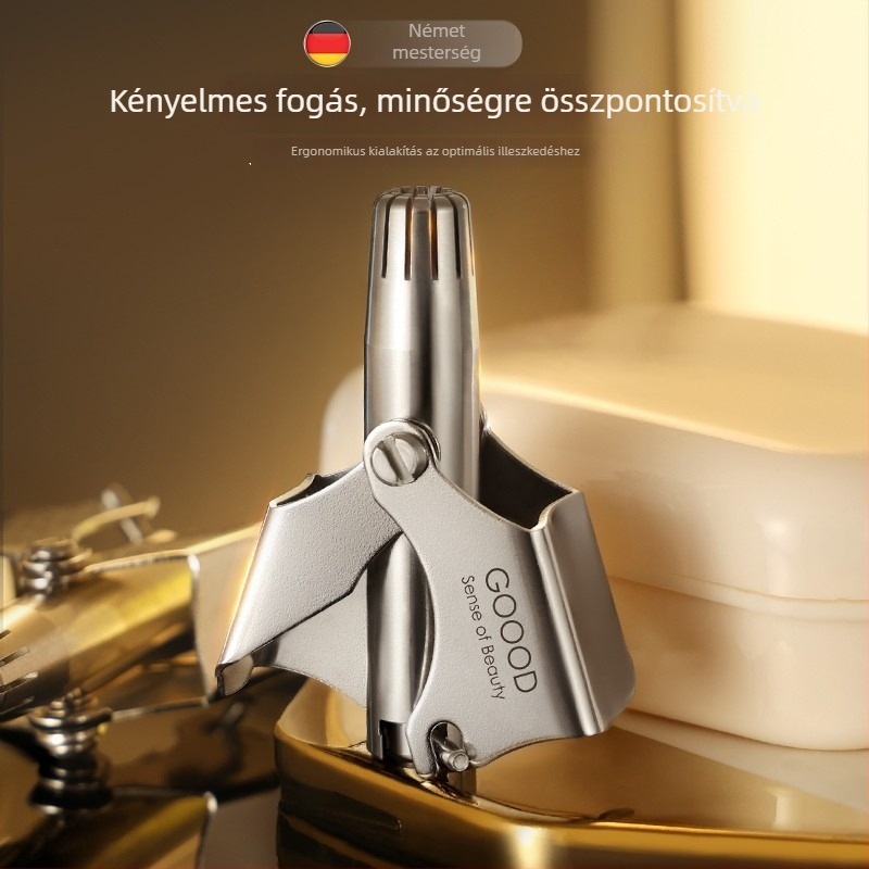 Kézi orr-szőr vágó rozsdamentes acélból, férfiaknak, mosható ápoló készlet