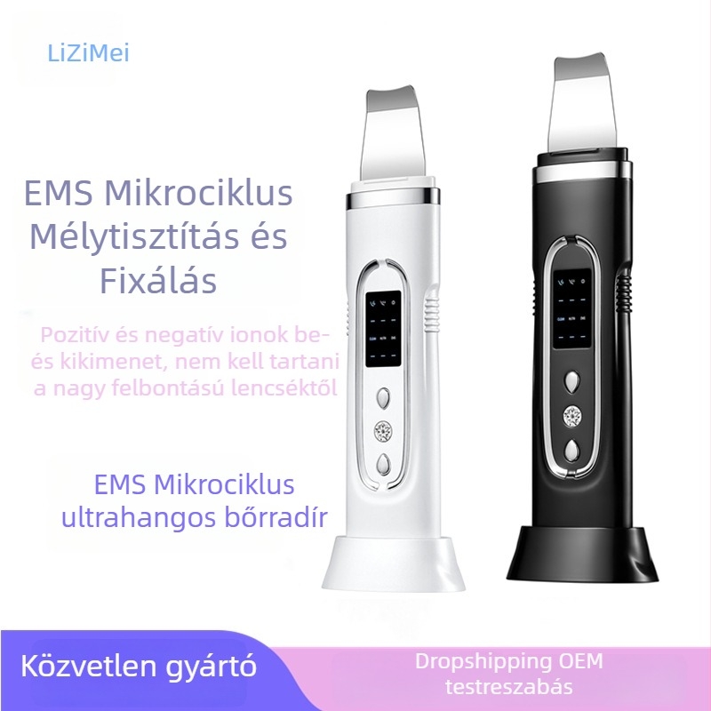Ultrahangos arctisztító eszköz EMS mikroáram feszesítő funkcióval, beépített 300-500 mAh akkumulátorral, hordozható, IPX2 vízálló
