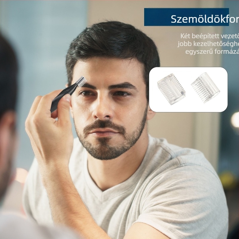 Elektromos orr- és szemöldöknyíró – újratölthető, beépített 300–500 mAh akkumulátor, levehető és mosható vágófej, hosszú készenléti idő több mint 50 nap