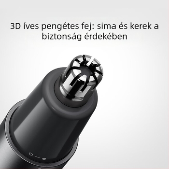 Elektronikus orrszőrnyíró, mágneses leválasztható vágófej, újratölthető, mosható vágófej, beépített 300-500 mAh akkumulátor