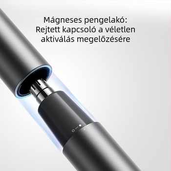 Elektronikus orrszőrnyíró, mágneses leválasztható vágófej, újratölthető, mosható vágófej, beépített 300-500 mAh akkumulátor