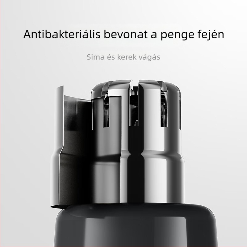 Elektronikus orrszőrnyíró, mágneses leválasztható vágófej, újratölthető, mosható vágófej, beépített 300-500 mAh akkumulátor